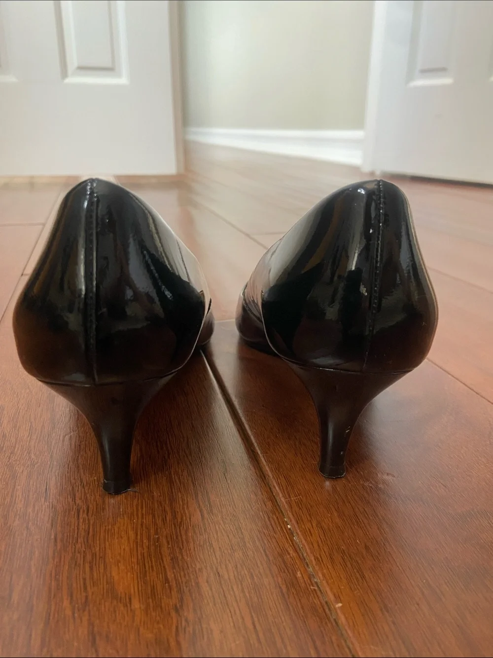 Joan & David Black Patent Pointed-Toe Pumps